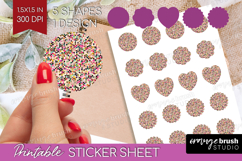 Hearts Round Sticker - Valentines Day Printable Sticker Product Image 1