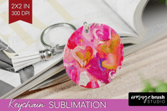 Hearts Keychain PNG - Valentines Day Keychain Sublimation Product Image 1