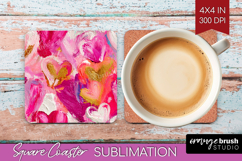 Hearts Square Coaster - Valentines Day Coaster PNG Product Image 1