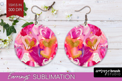 Hearts Round Earrings - Valentines Day PNG Sublimation Product Image 1