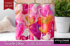 Hearts Tumbler Wrap - Valentines Day Tumbler PNG Sublimation Product Image 1