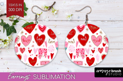 Hearts Round Earrings - Valentines Day PNG Sublimation Product Image 1