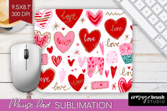 Hearts Mouse Pad Sublimation - Valentines Day Mousepad PNG Product Image 1