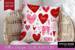 Hearts Pillow Sublimation - Valentines Day Pillow Cover PNG Product Image 1