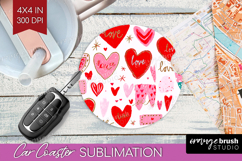 Hearts Car Coaster - Valentines Day Coaster PNG Sublimation Product Image 1