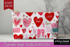Hearts Cosmetic Bag - Valentines Day Makeup Bag PNG Product Image 1