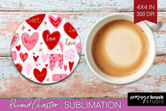 Hearts Round Coaster - Valentines Day Coaster PNG Product Image 1
