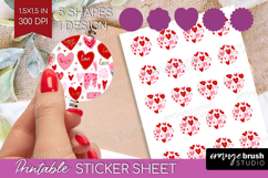Hearts Round Sticker - Valentines Day Printable Sticker Product Image 1