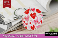Hearts Keychain PNG - Valentines Day Keychain Sublimation Product Image 1