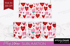 Hearts Mug Wrap - Valentines Day Mug PNG Sublimation Product Image 1
