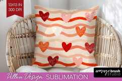 Hearts Pillow Sublimation - Valentines Day Pillow Cover PNG Product Image 1