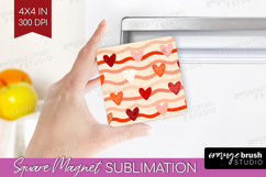 Hearts Magnet Sublimation - Valentines Day Square Magnet PNG Product Image 1