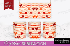 Hearts Mug Wrap - Valentines Day Mug PNG Sublimation Product Image 1