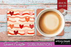 Hearts Square Coaster - Valentines Day Coaster PNG Product Image 1