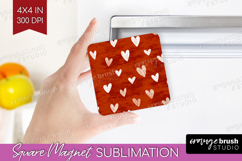 Hearts Magnet Sublimation - Valentines Day Square Magnet PNG Product Image 1