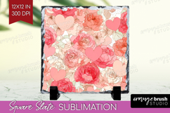 Hearts Slate PNG - Valentines Day Square Slate Sublimation Product Image 1