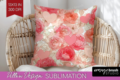 Hearts Pillow Sublimation - Valentines Day Pillow Cover PNG Product Image 1