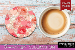 Hearts Round Coaster - Valentines Day Coaster PNG Product Image 1