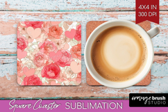 Hearts Square Coaster - Valentines Day Coaster PNG Product Image 1