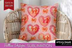Hearts Pillow Sublimation - Valentines Day Pillow Cover PNG Product Image 1