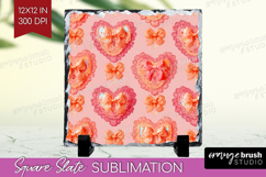 Hearts Slate PNG - Valentines Day Square Slate Sublimation Product Image 1