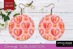 Hearts Round Earrings - Valentines Day PNG Sublimation Product Image 1