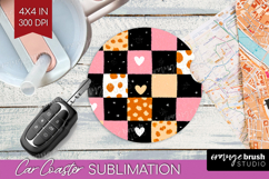Hearts Car Coaster - Valentines Day Coaster PNG Sublimation Product Image 1