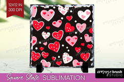 Hearts Slate PNG - Valentines Day Square Slate Sublimation Product Image 1