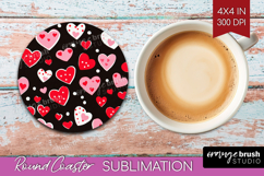 Hearts Round Coaster - Valentines Day Coaster PNG Product Image 1