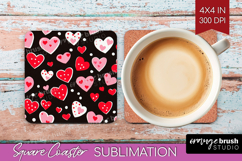 Hearts Square Coaster - Valentines Day Coaster PNG Product Image 1