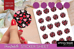 Hearts Round Sticker - Valentines Day Printable Sticker Product Image 1
