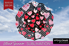 Hearts Wind Spinner Sublimation PNG - Valentines Day Round Product Image 1