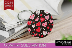 Hearts Keychain PNG - Valentines Day Keychain Sublimation Product Image 1