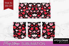 Hearts Mug Wrap - Valentines Day Mug PNG Sublimation Product Image 1
