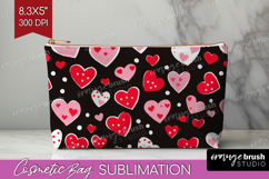 Hearts Cosmetic Bag - Valentines Day Makeup Bag PNG Product Image 1