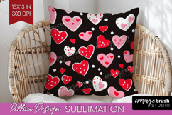 Hearts Pillow Sublimation - Valentines Day Pillow Cover PNG Product Image 1