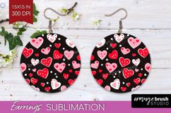 Hearts Round Earrings - Valentines Day PNG Sublimation Product Image 1