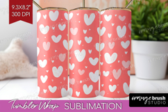 Hearts Tumbler Wrap - Valentines Day Tumbler PNG Sublimation Product Image 1