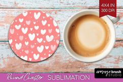 Hearts Round Coaster - Valentines Day Coaster PNG Product Image 1