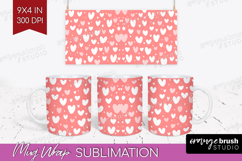 Hearts Mug Wrap - Valentines Day Mug PNG Sublimation Product Image 1