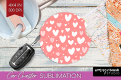 Hearts Car Coaster - Valentines Day Coaster PNG Sublimation Product Image 1