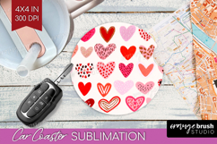Hearts Car Coaster - Valentines Day Coaster PNG Sublimation Product Image 1