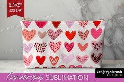 Hearts Cosmetic Bag - Valentines Day Makeup Bag PNG Product Image 1