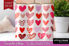 Hearts Tumbler Wrap - Valentines Day Tumbler PNG Sublimation Product Image 1