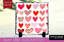 Hearts Slate PNG - Valentines Day Square Slate Sublimation Product Image 1