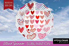 Hearts Wind Spinner Sublimation PNG - Valentines Day Round Product Image 1