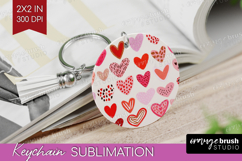 Hearts Keychain PNG - Valentines Day Keychain Sublimation Product Image 1