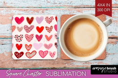 Hearts Square Coaster - Valentines Day Coaster PNG Product Image 1