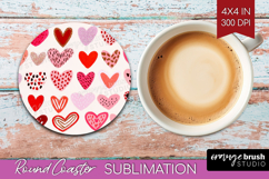 Hearts Round Coaster - Valentines Day Coaster PNG Product Image 1