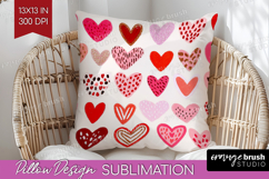 Hearts Pillow Sublimation - Valentines Day Pillow Cover PNG Product Image 1